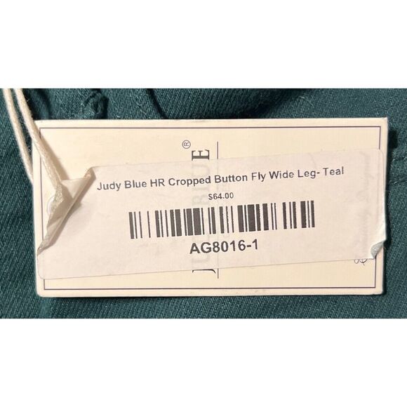 Judy Blue Los Angeles High Waist Wide Leg Crop 1/25, Teal Green,‎ JB88104C, New - Picture 4 of 12